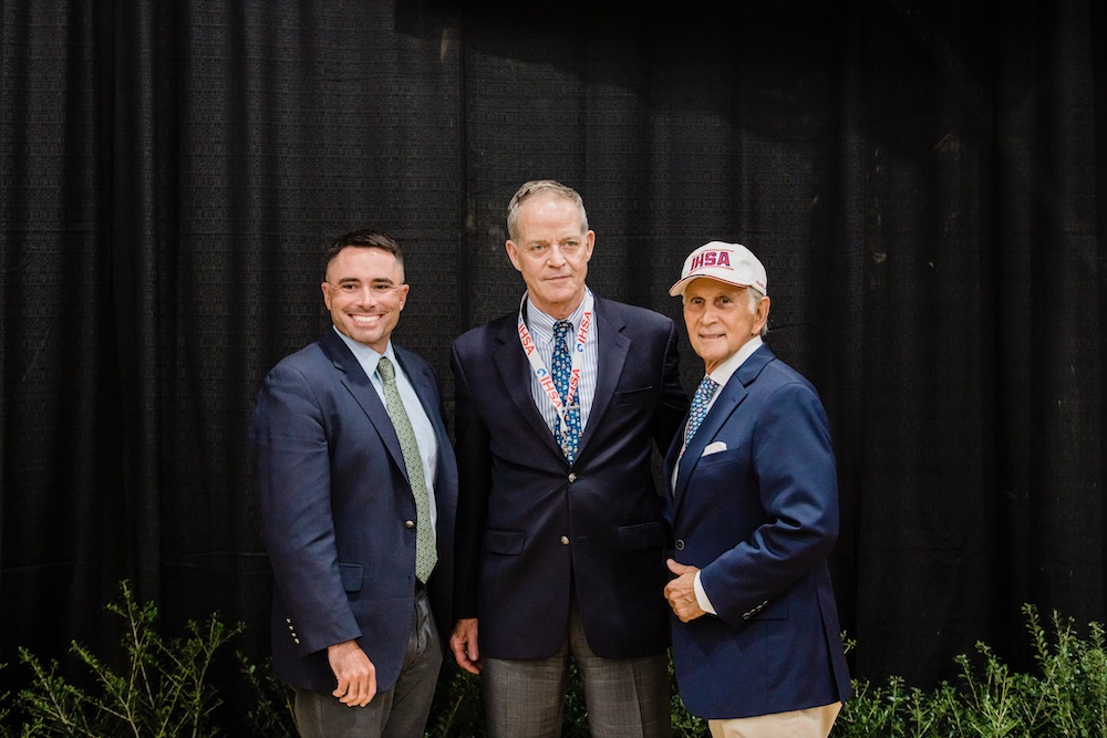 Bob Cacchione with Hunter Seat Judges Tom Brennan and Todd Karn - Credit EQ Media